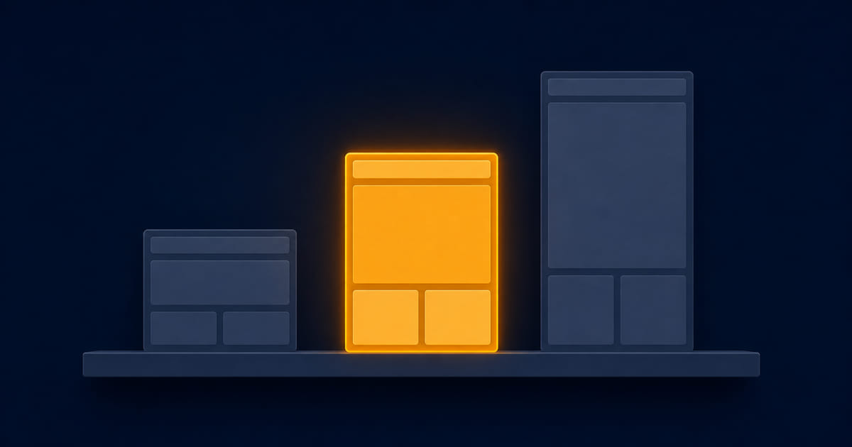 Three builder blocks of different heights on a shelf, one highlighted
