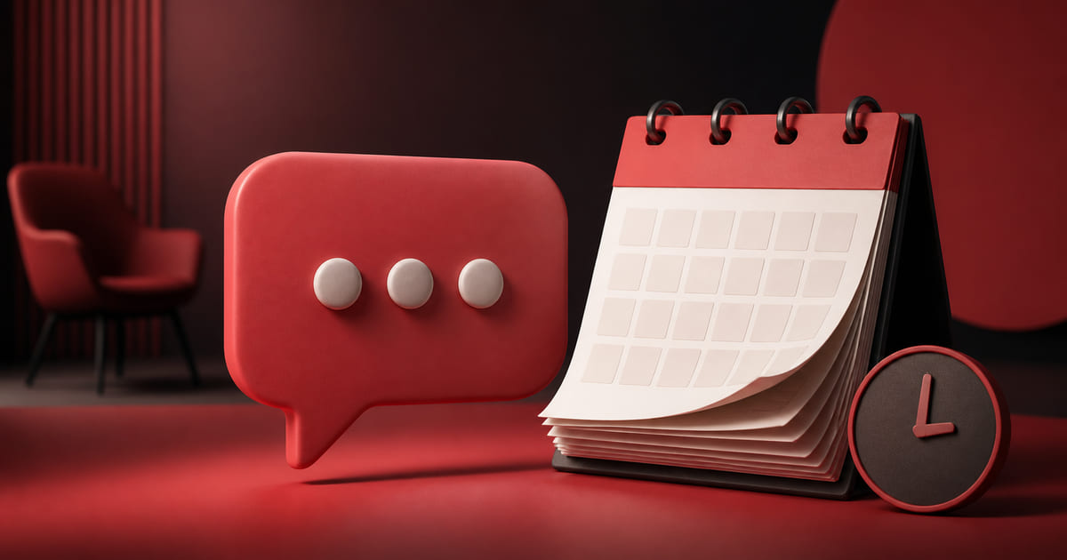 A message bubble showing an unanswered message beside a calendar marking time passing