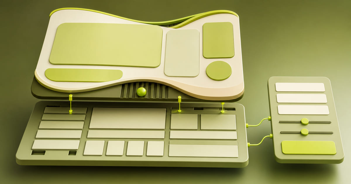 A custom-designed site sitting on top of a ready-made content layer, with a client editing panel attached