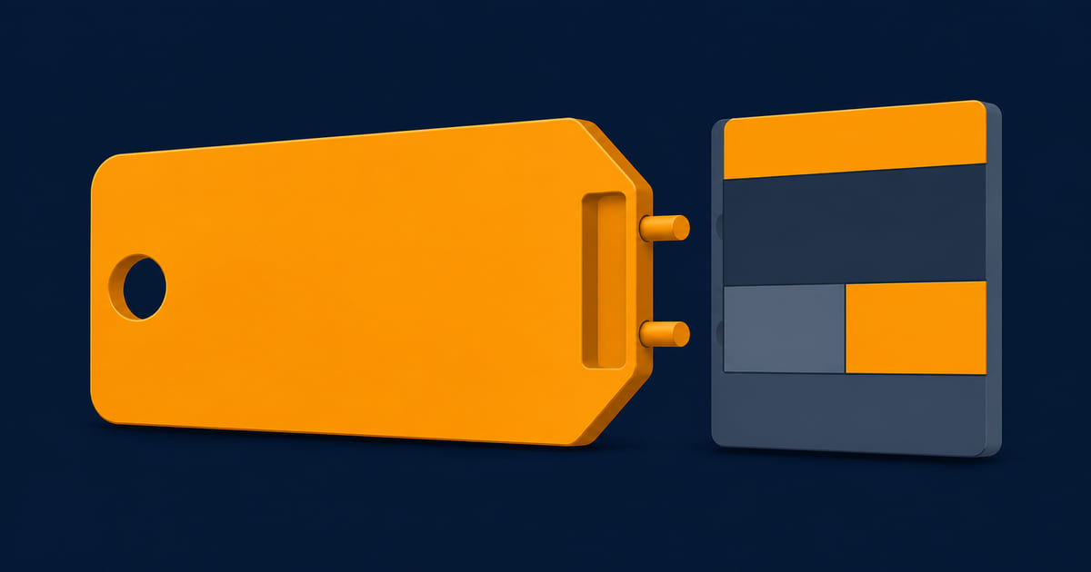 A domain tag with a website block detaching from it