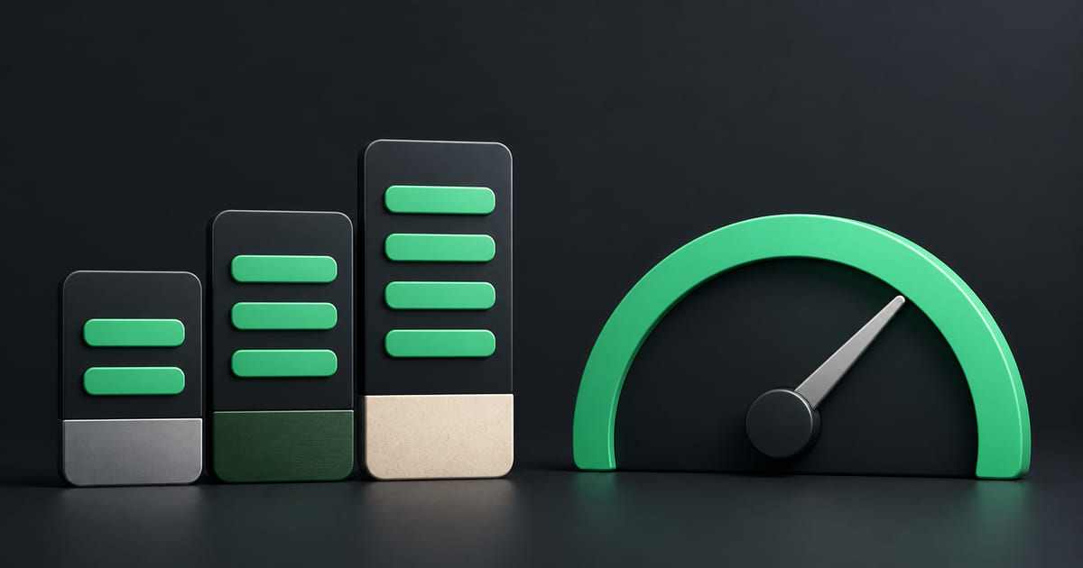 Three membership tier cards of increasing height beside a small capacity gauge