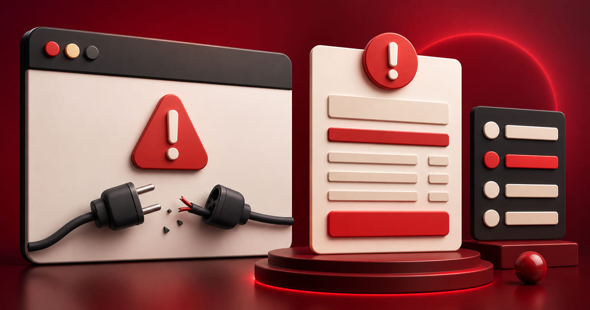 A browser error page beside a checklist of four causes, with a renewal notice highlighted