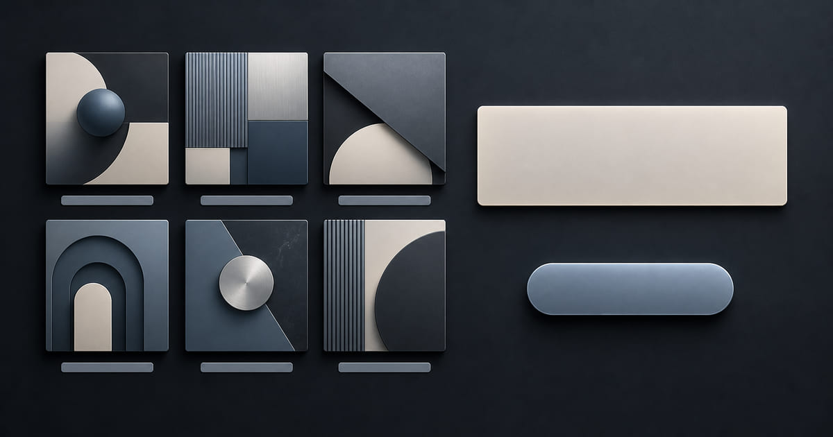 Six project tiles each with a short caption line beside a positioning statement and a contact button