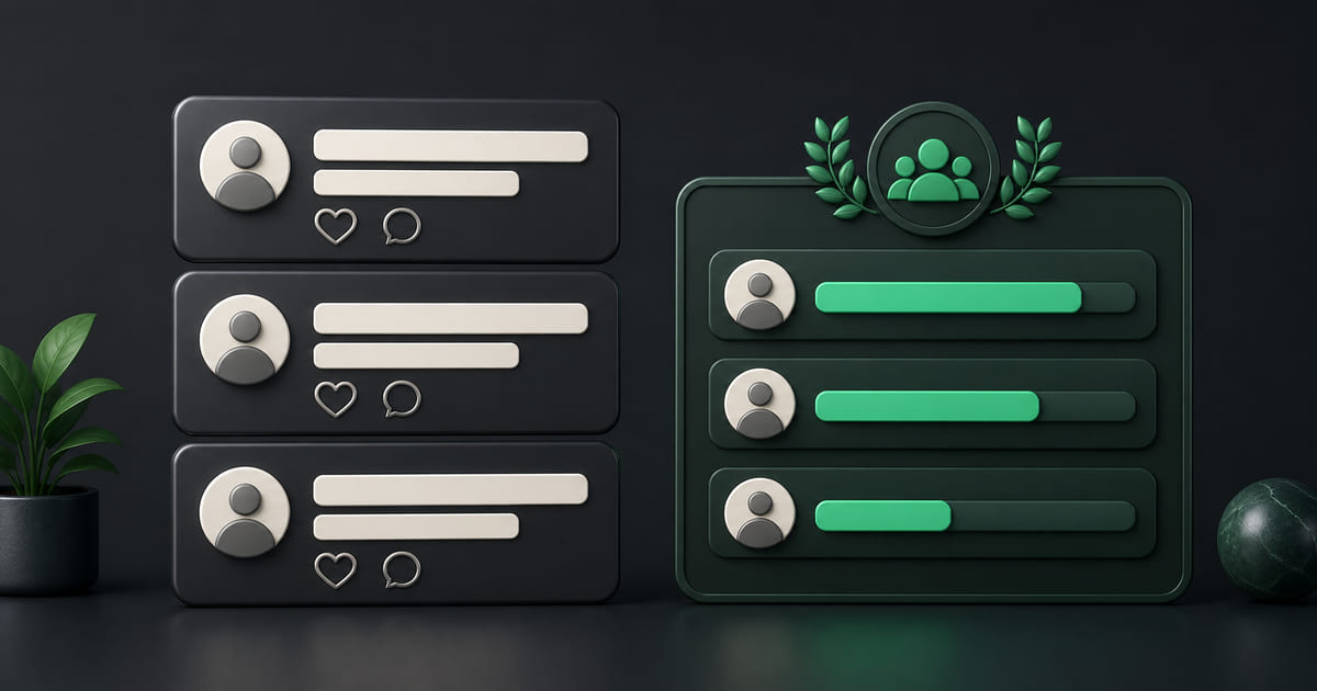 A feed of member posts with comments and reactions beside a small points leaderboard