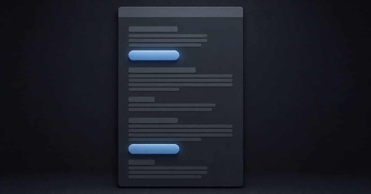 A page layout with one prominent button repeated at two points down the page