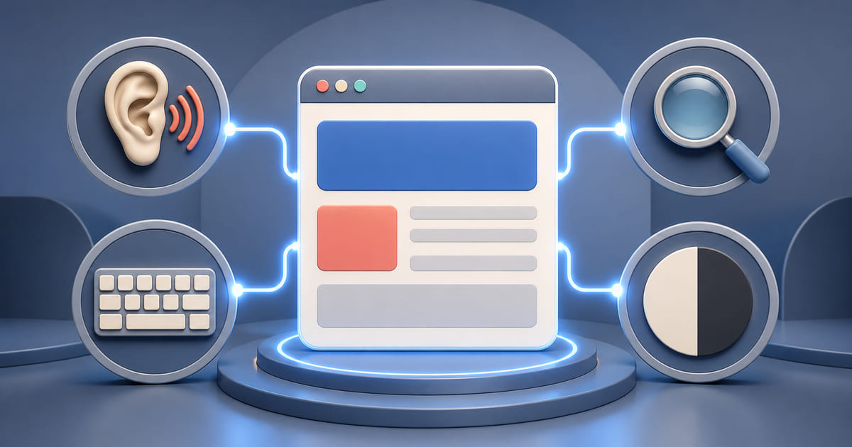 One page read successfully by a screen reader, a keyboard, a magnifier and a contrast toggle