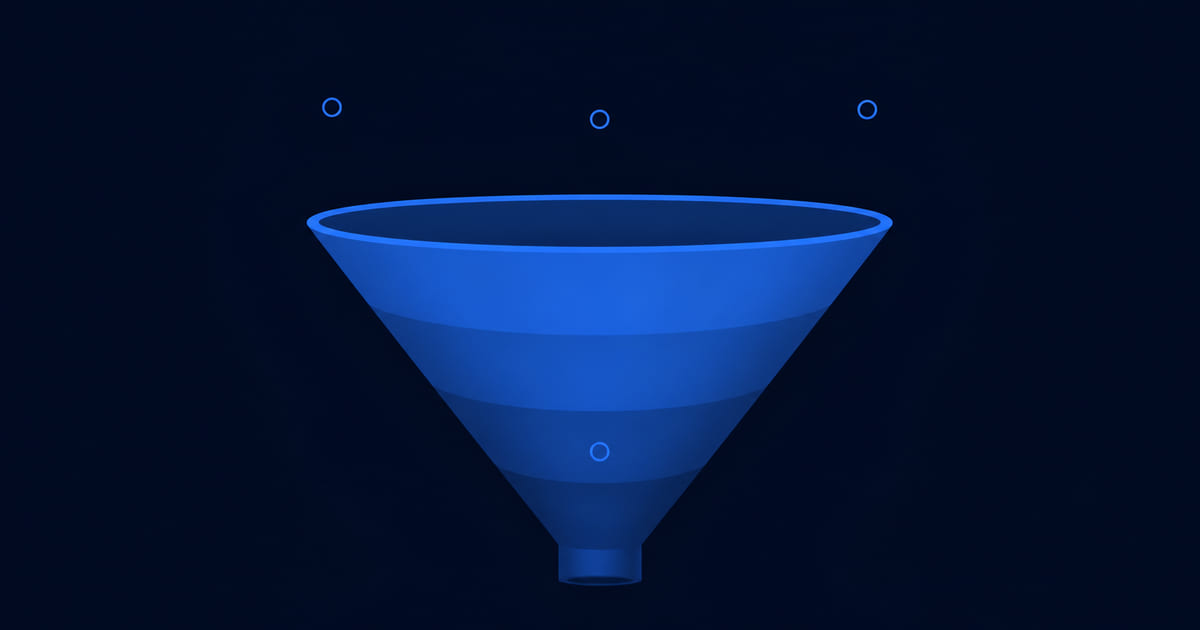 A funnel with almost nothing entering the top