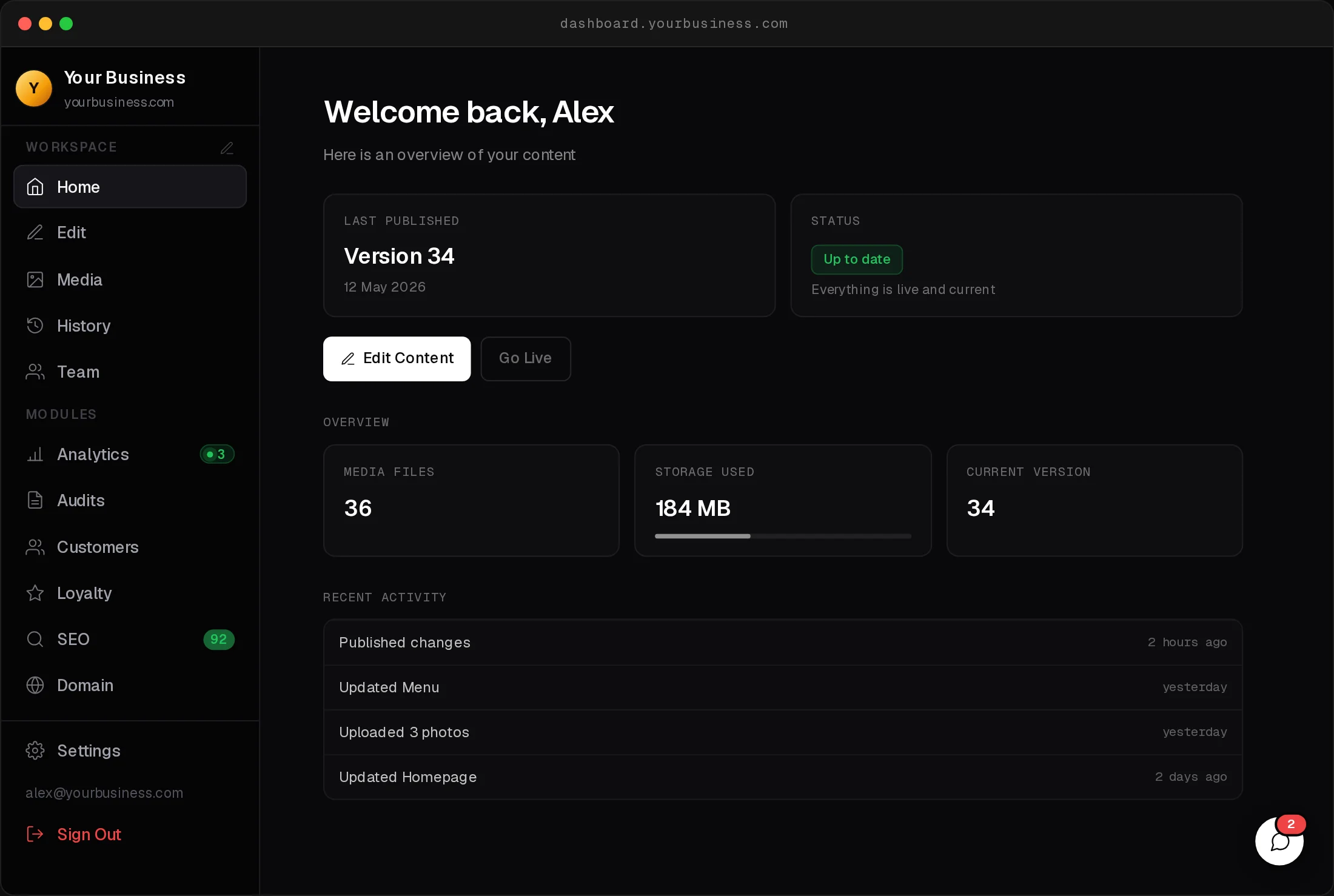 The Helm dashboard