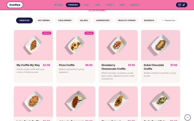 The Croffee menu page