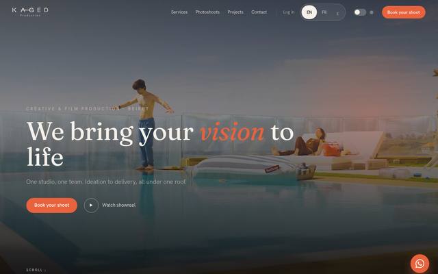 The Kaged Production website homepage